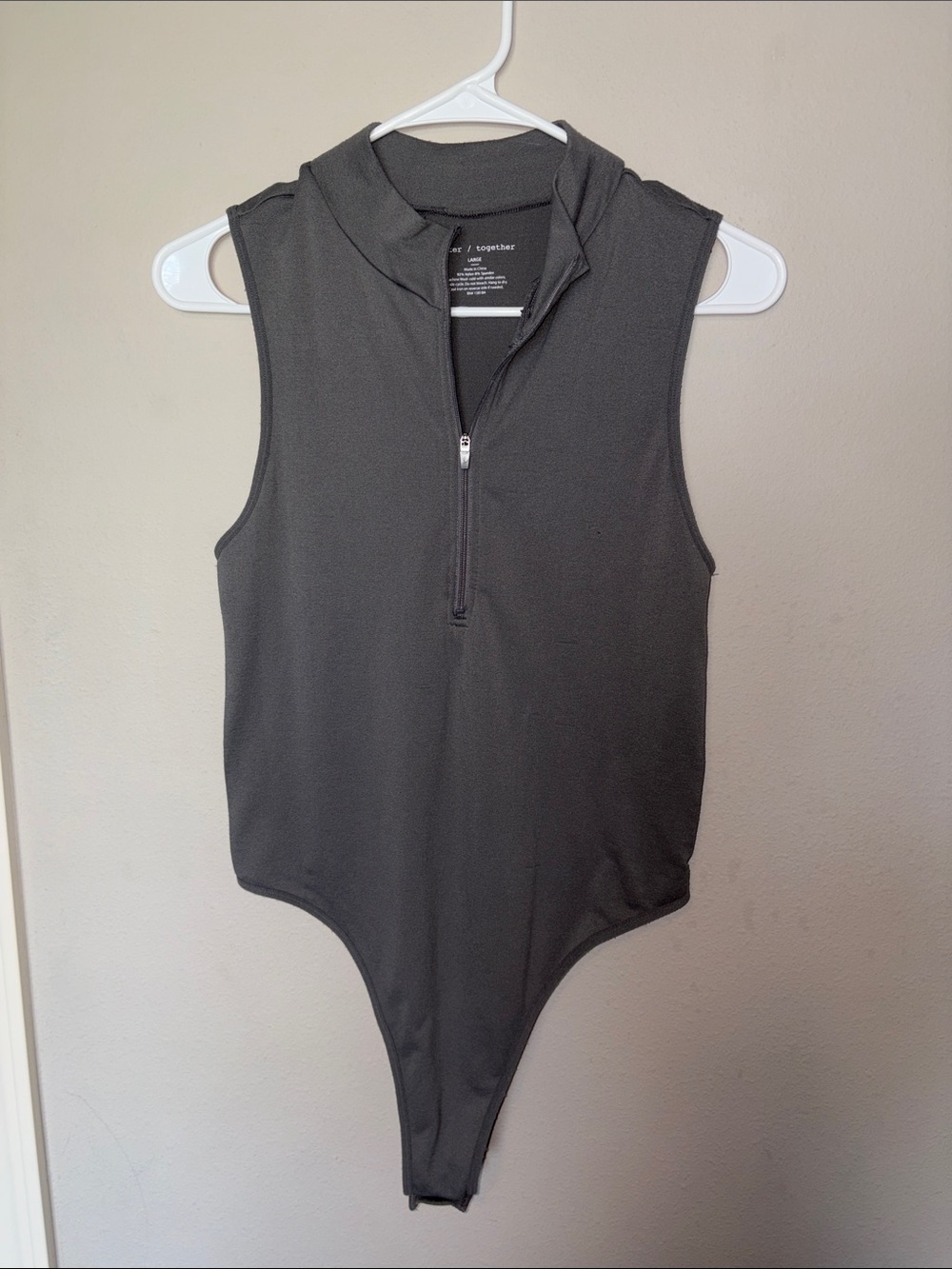Sleeveless Zip-Front Women’s One-Piece Bodysuit - Charcoal